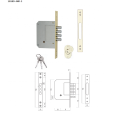 Замок дополнительный 4 ригеля 3 кл.SIBA 10189/4MF 3KEY CR (хром)